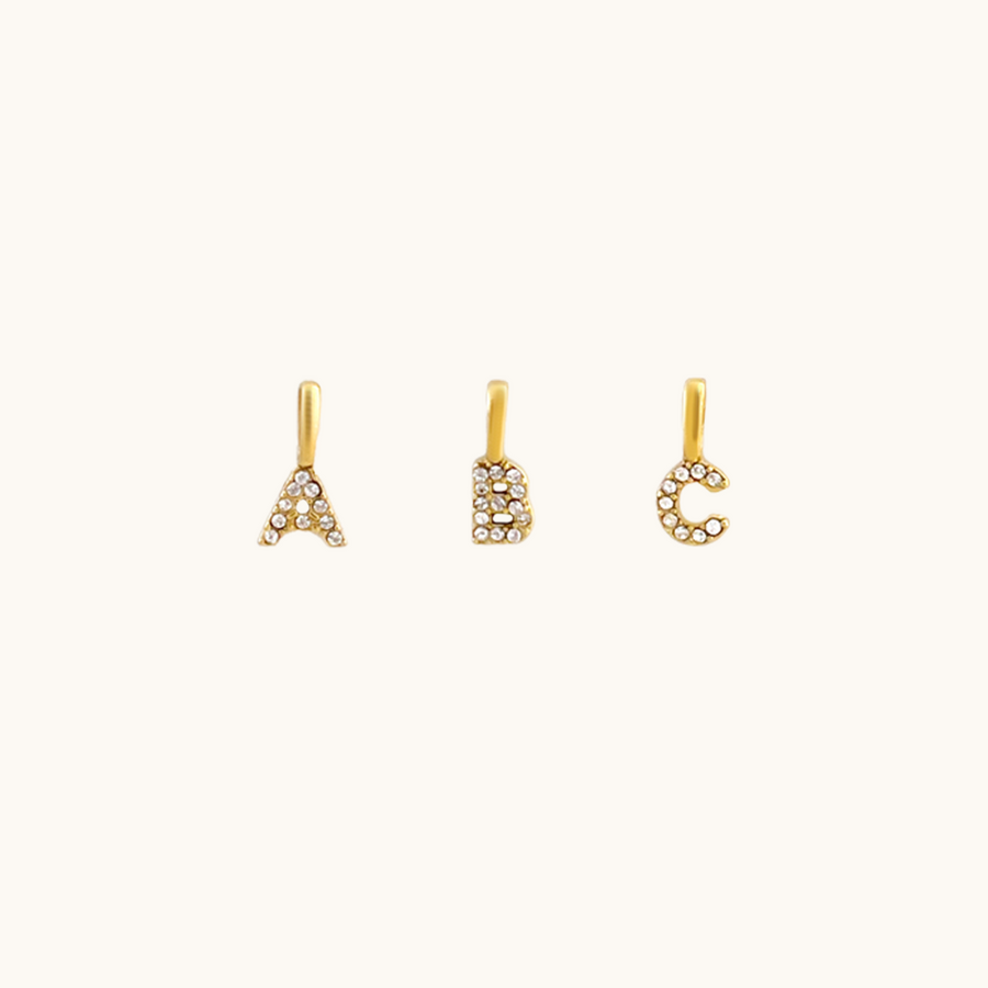Pavé Letter Charms - Attached Bail