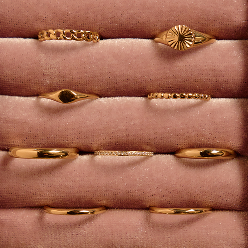 Rings on pink background